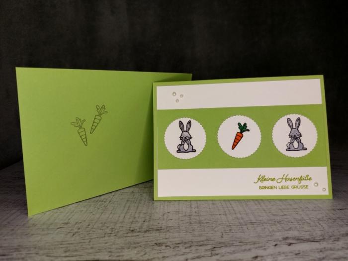 Grußkarte Ostern kleine Hasenfüße handgemacht